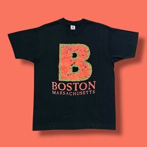 Vintage Boston Shirt Massachusetts Graphic Tee 80s 90s Black Cotton L/XL